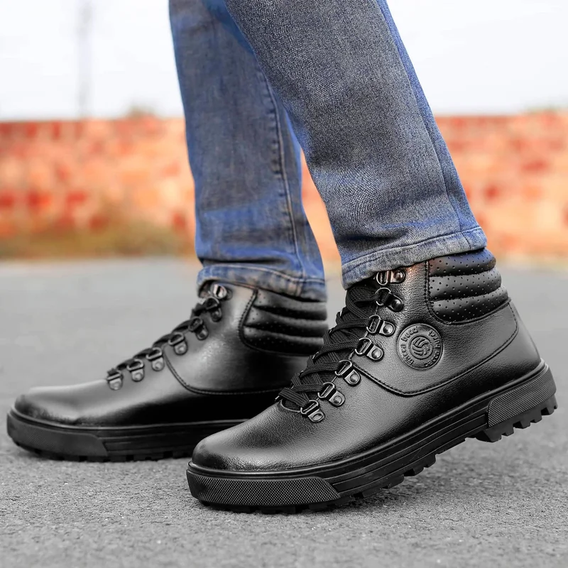 Bacca Bucci Black Trooper Combat Derby Boots for Men | Best Price UAE